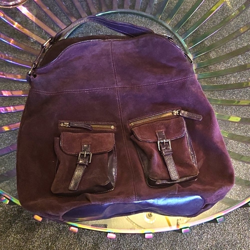 COLE HAAN EGGPLANT SUEDE HANDbag